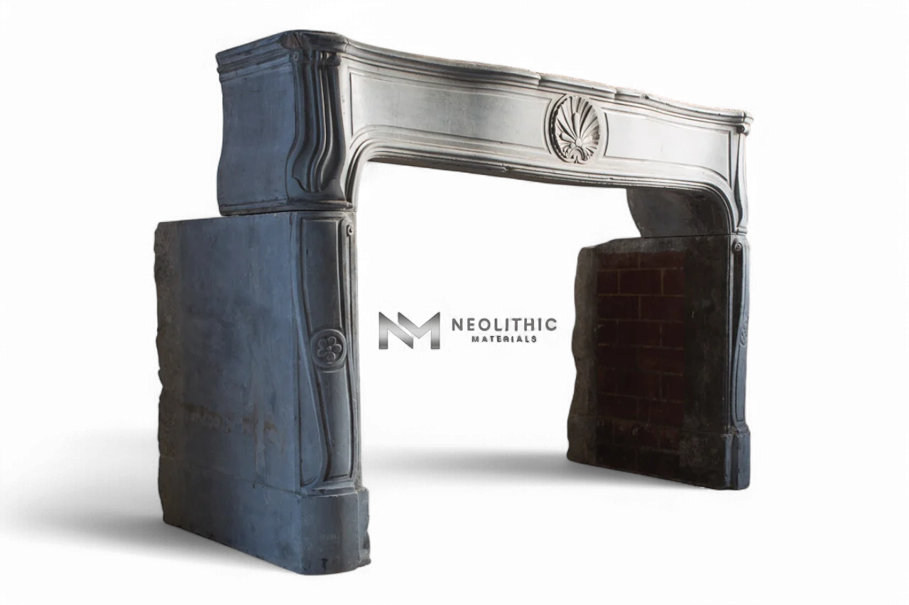 Antique Limestone de Besancon Fireplace Mantel Louis XV Style - Image 2